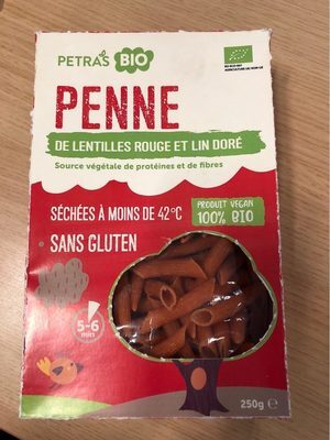 Penne lentille rouge lin doré